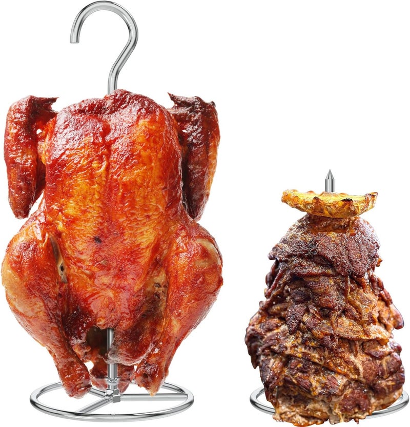 EasiBBQ Turkey Hanger with Vertical Skewer, Poultry Hanger for a Whole Chicken, Turkey Holder Rack for Bronco, Weber, Pit Barrel, Green Egg Smoker, etc, Turkey Fryer Accessories - Image 1